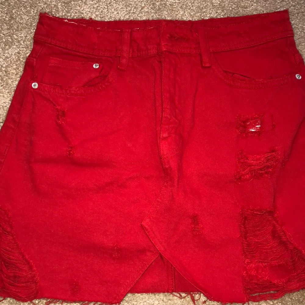 Red Zara Denim skirt